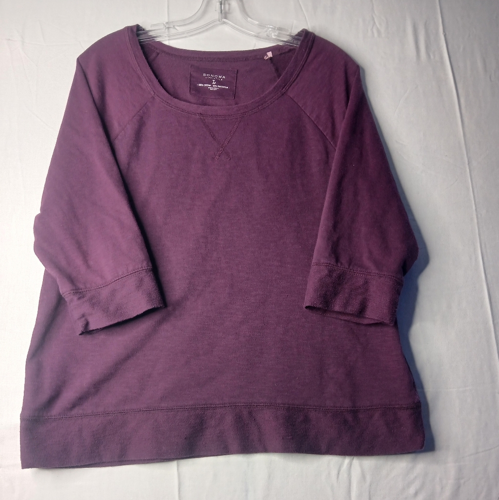 Sonoma women's burgundy three-quarter sleeve sweatshirt - Picture 4 of 4